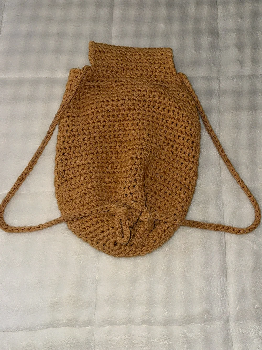 Handcrafted Camel Crochet Backpack with Flap